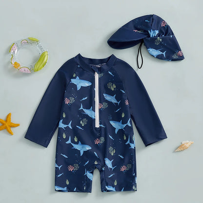 Kids Long Sleeve Rash Guard Swimsuit Set