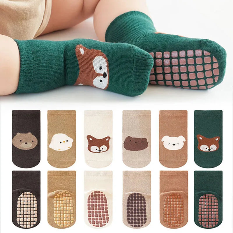 6 Pairs Kids Non-Slip Socks